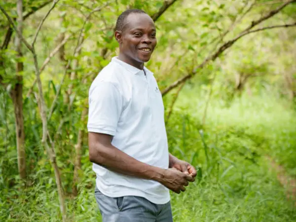 Mann lichtung laecheln natur afrika